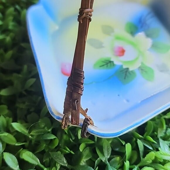 Vintage 1940 Handpainted Floral Souvenir Trinket Tray With Handle - Picture 3 of 10